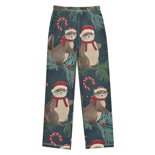 ZZXXB Otter Spruce Branch Boys Long Pants Soft Trousers Elastic Waist Kids Lounge Bottoms with Pockets S-XL