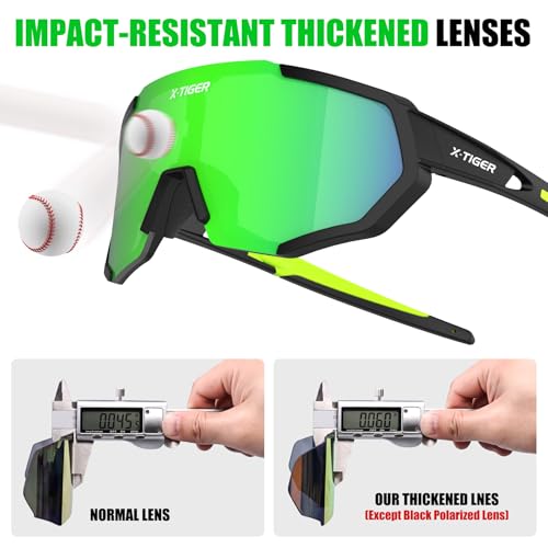 Image of X-TIGER Polarized Sports Sunglasses with 5 Interchangeable Lenses,Mens Womens Cycling Bike Glasses,Baseball Running Fishing