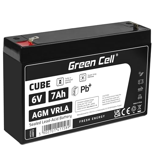 Green Cell® AGM 6V 7Ah Akku Vlies Batterie VRLA Blei Batterie Bleiakku Ersatzakku Akkubatterie Versorgungsbatterie Zyklenfest Wartungsfrei für Elektro Spielzeug Alarm Kinderquad USV UPS RC