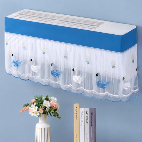 Image of Premium Split AC Cover for 1.5 Ton AC | Indoor Dust Protection Cover | Designer Washable AC Cover | Protective Fabric Cover for Home & Office (100 X 30 X 20 cm ) (Blue) (Random Design)