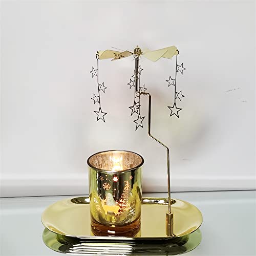 Kingnero Carousel Candle Rotary Candle Holder Spinning Candleholder Windmill Rotating Tealight Candlestick For Home Decoration (Oval Tray) #TOP5
