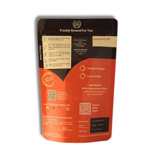 Image of Kents Coffee Indian Chill French Press Grind | Bold Dark Chocolate and Earthy Tones | Rich, Non-Bitter Coffee Experience (100Gm)