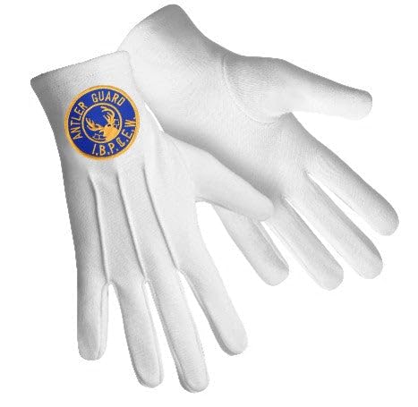 BRICKS MASONS Antlered Guard Elks of the World Gloves - White Cotton