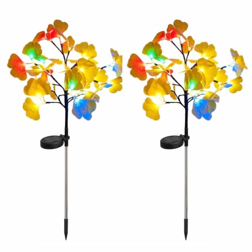 2 PCS Ginkgo Leaves Solar Garden Lights Outdoor Landscape Lighting 29.5'' - image 4