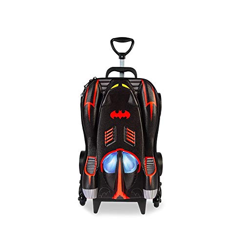 Kit Mochila 3D Infantil 3 Rodinhas e Lancheira New Batman Chrome Wheels