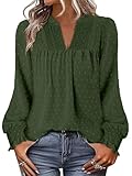CHICZONE Long Sleeve V Neck Blouses Shirts for Women Fall Tops Dressy Flowy Ruffle Boho Clothing