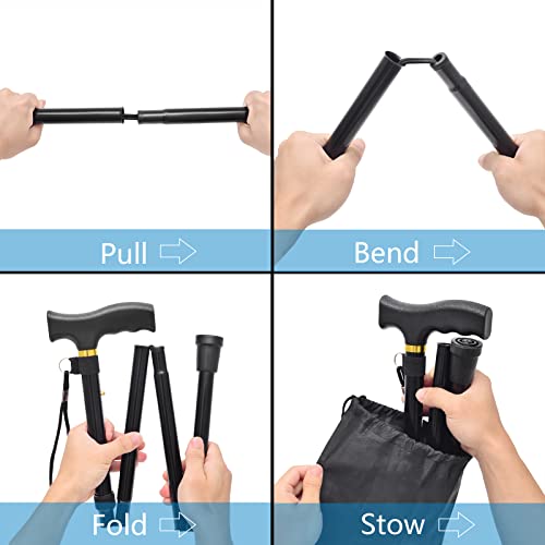 Tyimble Folding Walking Cane - Lightweight, Adjustable, Anti-Slip, Portable, With Storage Bag And Strap, Suitable For Men, Women, And The Elderly. #TOP3