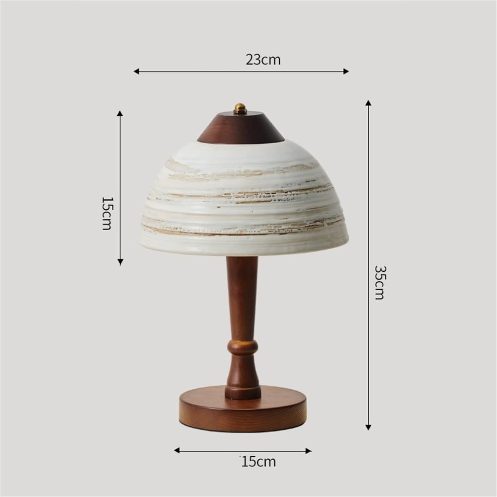 Lampa biurkowa Ceramiczna lampa stołowa Drewniana retro salon sypialnia herbaciarnia hotel dekoracja(Natural)