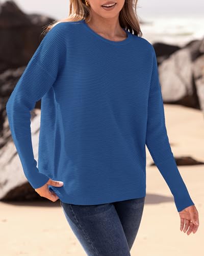 BTFBM Fall Sweaters for Women 2025 Casual Long Sleeve Sweater Striped Loose Fit Pullover Tops