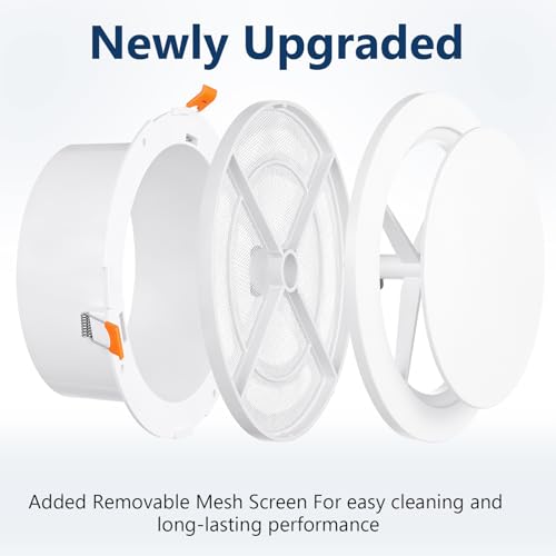 2 Pack 6 Inch Round Vent Cover with Adjustable Panel & Removable Mesh Screen, ABS Ceiling Diffuser with Spring Lock-Clip Design for HVAC, Bathroom, Kitchen, Wall and Duct Air Vents, White by Baquler - Image 5