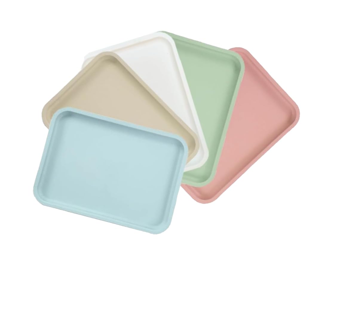 Plastic Tray, Pack of 6 Plastic Serving Trays, Small, Kitchen Reusable Rectangular Tray, Colourful Plastic Rectangular Tray for Kitchen, Cafe, Bakery, Restauran (24 x 17 cm)