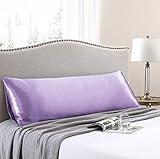 Love's cabin Body Pillow Cover, 20x54 inches Light Purple Soft Satin Body Pillow case with Envelope Closure, Silky Slip Cooling Body Pillow Pillowcases for Hair and Skin