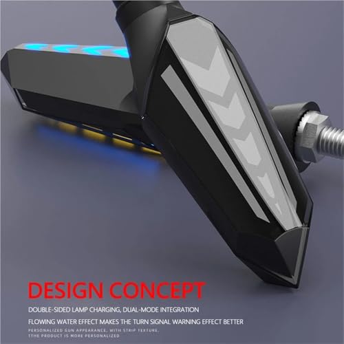 Luz de señal giro para motocicleta con intermitente de flecha y flujo de agua dinámico azul 4