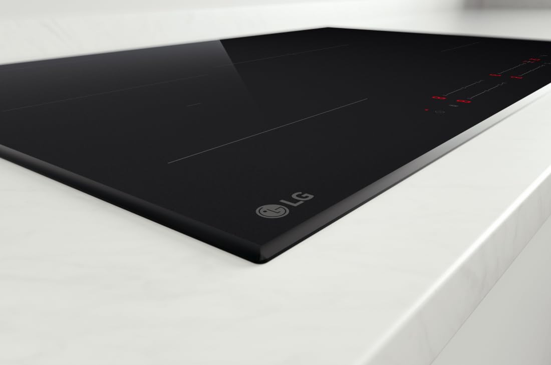 LG CI5Z3025BN Piano Cottura Induzione 75 cm, Potenza da 2.5 a 7.4kW, 4 Zone Totali, 1 Zona Flex, 15 Livelli di Potenza + Boost, Controlli Touch Slide Indipendenti, Wi-Fi, Vetro Ceramico, Nero