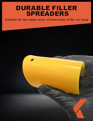 Image of KREFINISH Body Filler Spreaders (Pack of 100) - 6 inch Yellow Reusable Plastic Spreader for Automotive Fillers, Putties, Glazes, Caulks and Paint