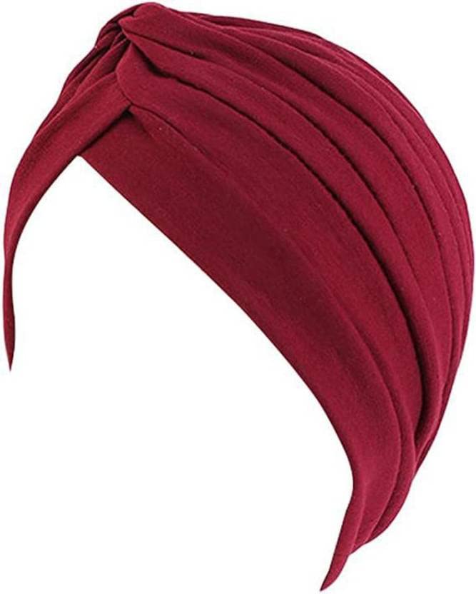 Readymade Turban Knot Pleated Stretchable Polyester Pagri Sleep Cap Beanie for Men & Women (Pack of 1)