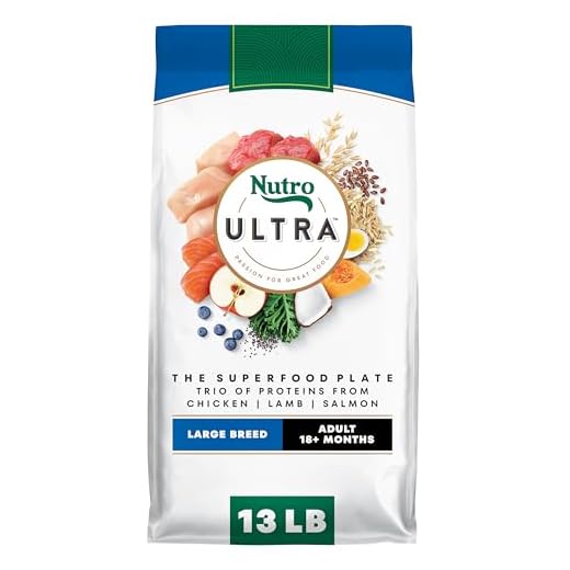 Nutro Ultra Adult Large Breed Dry Dog Food, Chicken, Lamb and Salmon Protein Trio, Adult Dog Food Dry Recipe, 13 lb. Bag