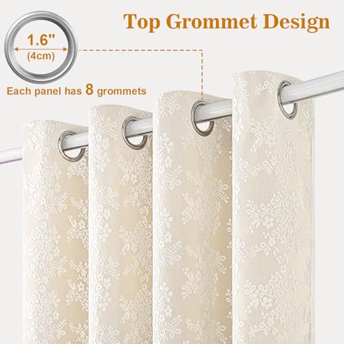 Image of Yinhua Blackout Curtains for Bedroom Double Layer Beige Curtains for Living Room 84 Inches Long Nursery Curtain with Tiebacks, Thermal Insulation Grommet Drapes for Toddler, 52 inch W x 84 inch L