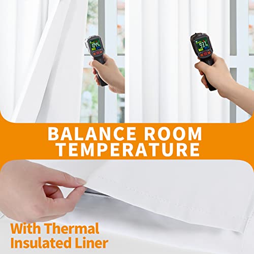 Youngstex White 100% Blackout Curtains For Bedroom, Double Layer Full Light Blocking Window Curtain Privacy Thermal Insulated Drapes With White Liner Grommet, 2 Panels, 42 X 63 Inch #TOP2