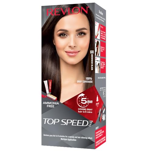 Revlon Top Speed Hair Color, Brownish Black 68,(20g+20g+15ml)