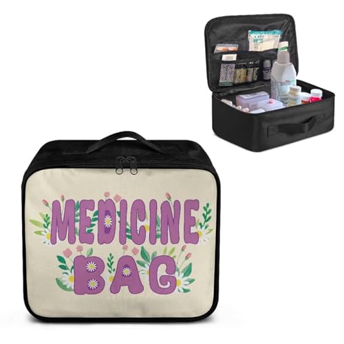Image of Gomyblomy Daisy Medicine Bag Empty First Aid Kit for Home Car Travel Medical Supplies Storage Bags Organizer Lightweight Emergency Pouch for College School Dorm Office Sport
