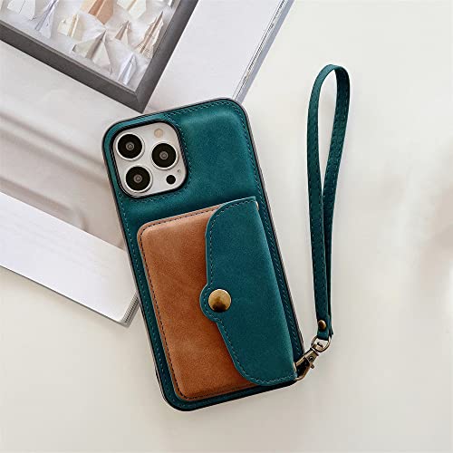 Coque de luxe en cuir bleu pour iPhone 11 Pro avec porte-cartes chic et sangle raffinée