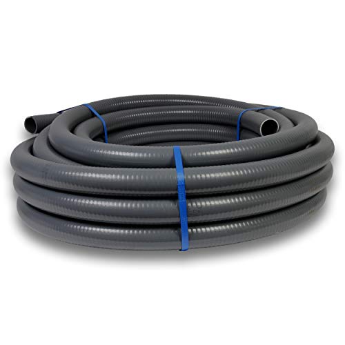 POOL Total 25 m Flexfit Flexibler PVC Druckschlauch Ø 50mm, grau...