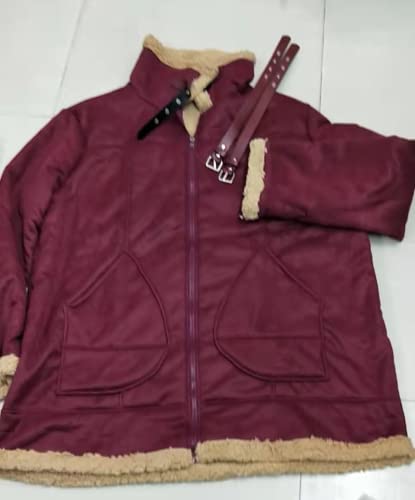 Mens Faux Fur Bomber Jacket Sherpa Lined Fleece Shearling Coat Lapel Motorcycle Cargo Trucker Aviator Outwear3