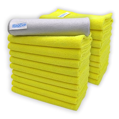 IGAD IGADCloth 20 Yellow Microfibre Cleaning Cloths 40x40cm + 1 free glass cloth, Durable Cleaning Cloths for a Pristine Clean, Ideal Microfiber Cloth for all Surfaces