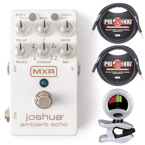 Briskdrop MXR M309 Joshua Ambient Echo Effects Pedal - Bundle with 2 Pig Hog Instrument Cables and Snark Tuner