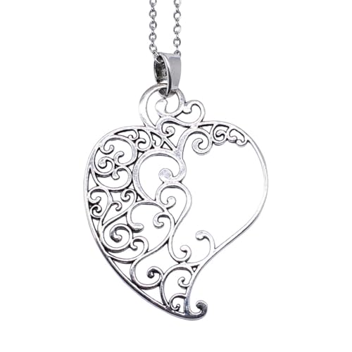 Collier cœur sculpté vintage argent pour sublimer vos tenues bohèmes et soirées