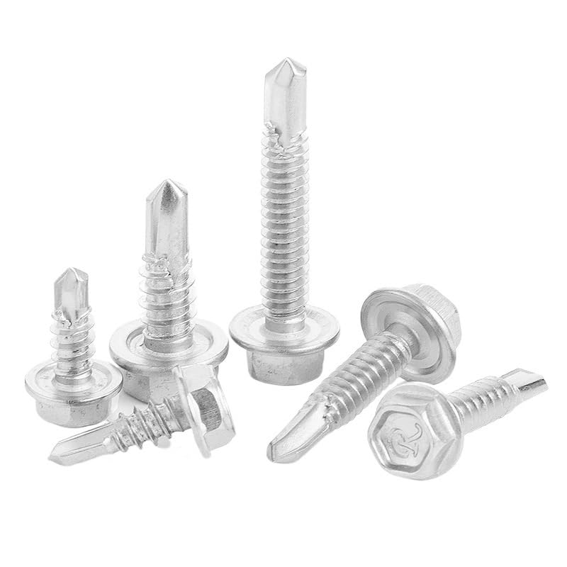 10pcs M5.5 M6.3 Metric Threaded External Hex Hexagon Head Cap Screw Bolt Thread Drilling Swallowtail Tile Screw Stainless Steel Kolloee