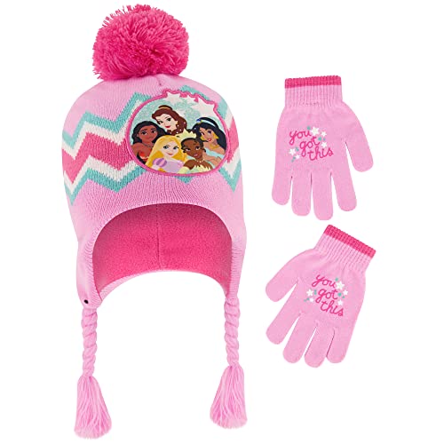 Disney girls Toddler Winter Hat and Mittens Set Ages 2-4 Or Princess Hat and Kids Gloves Set for Ages 4-7