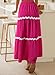 Happy Sailed Women's Skirts Fashion Wave Trim High Waist Elastic Waist A Line Flowy Long Maxi Beach Skirt with Pockets Rose Medium