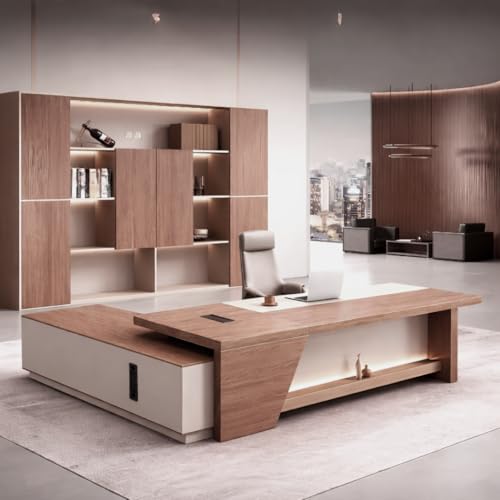 Image of Lakdi The Furniture Co Director & CEO L-Shape Office Table Executive Desk Made in Particle Board with Locking Drawer, Reversible Orientation, Wire Manager 5-Year Warranty & Free Assembly-LDL-612