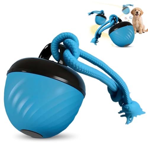 Topbashgo Giochi per Cani, 2025 New Pallina Interattiva, Pallina Ricaricabile USB Che Si Muove da Sola, Rotante Automatica Resistente, Giocattoli per Cani di Taglia Grande e Media (blu)