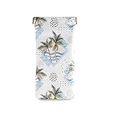 Sunglasses Pouch Watercolor Palm Tree With Memphis Squeeze Top Portable Eyeglasses Case Soft Microfi