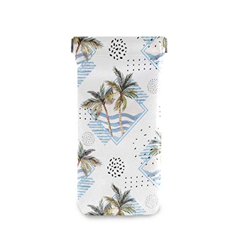 Sunglasses Pouch Watercolor Palm Tree With Memphis Squeeze Top Portable Eyeglasses Case Soft Microfiber Sunglasses Case Bag For Girls Women Ladies Phone #TOP1