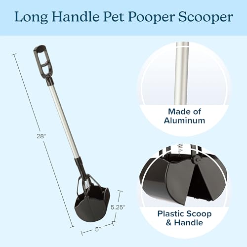 Long‑Handle Pet Pooper Scooper for Dogs & Cats - One‑Hand Gripper Waste Picker Outdoor & Indoor Poop Scoop with Serrated Jaws - Aluminum & Plastic Sanitary Pet Waste Cleanup Tool by PETMAKER (Black) by PETMAKER - Image 2