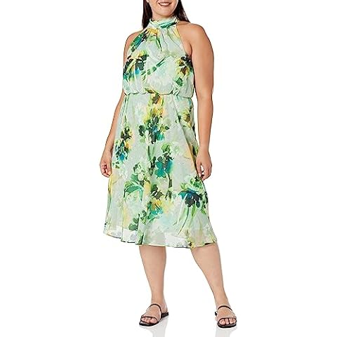 Adrianna Papell Floral Chiffon Halter Dress Cover