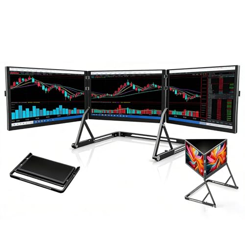 Image of Triple 15.6 Pro Max 3 Screen Monitor, 1080p Tri Fold Monitor for Laptop Extender, Fhd Extended Laptop Screen Extenderwith 360 Rotation Adjustable Viewing Angles