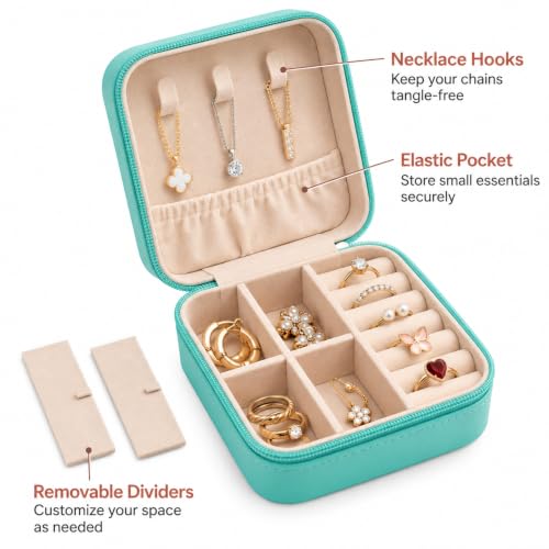 Image of Travel Jewellery Organizer Box for Women & Girls | Compact Jewellery Storage Case with Compartments for Rings, Earrings, Necklace & Accessories | Portable Jewellery Box for Travel (Blue)