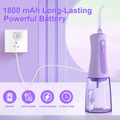Munddusche Kabellos, Munddusche Testsieger 2025, 5 Modi& 8 Düsen Tragbare 350ML Elektrische Munddusche Zahndusche für Hause und Reisen, IPX7 Wasserdicht – Bild 6