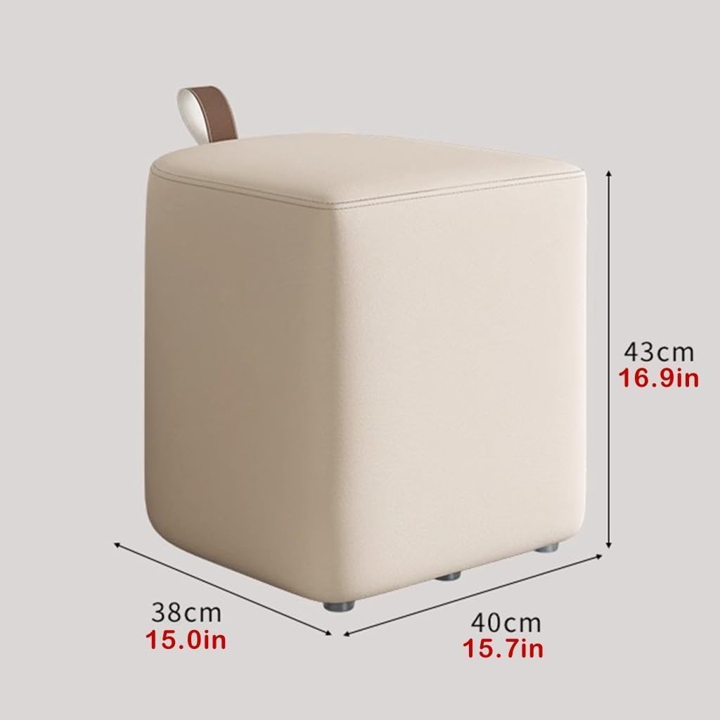 Luxury Girls Makeup Stool Dresser for Bedroom and Living Room White Short Square Stool for Shoes and Foot Rest