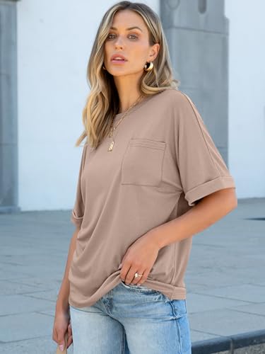 ANRABESS Women Oversized T Shirts Short Sleeve Summer Casual Loose Top Basic Tee with Pocket3