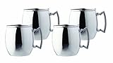 Steelii Stainless Steel Moscow Mule Mug with Stainless Steel Handle, 16-Ounce, Set of 4