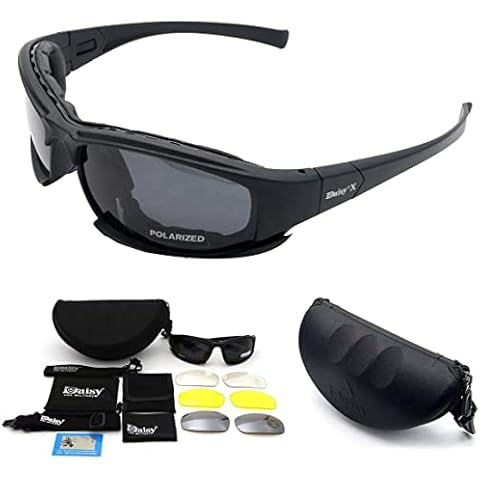 Riloer Tactical Polarized Glasses, Military Goggles Army Sunglasses with 4 Lens Original Box Shooting Eyewear for Men and Women in Running Cycling Skiing Fishing Cover