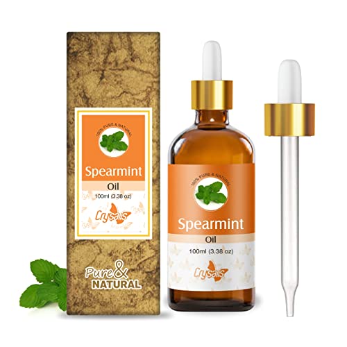 Image of Crysalis Spearmint (Mentha Spicata) Oil |100% Pure & Natural Undiluted Essential Oil Organic Standard Spearmint Antioxidant Oil Reduces Fine Lines & Skin Imperfections ,Reduce Breakouts -100ml Dropper