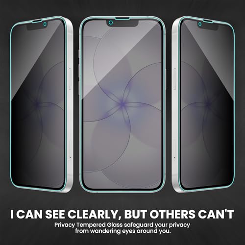 Image of ArmourPro Privacy Tempered Glass for iPhone 17e, 16E, 14 and iPhone 13, Anti Spy Anti Peeping Screen Protector, Edge-to-Edge Full Coverage, 9H Hardness with Cable Protector | Black
