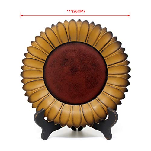 Cvhomedeco. Sunflower Plate With Rack Primitives Rustic Display Wooden Plate Home And Office Décor Art, 11 Inch (Mustard Plate With Rack) #TOP5